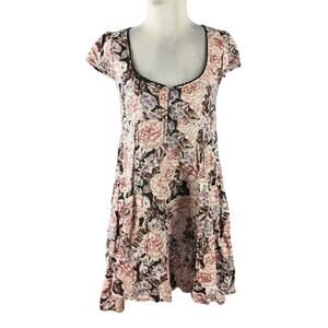 Ecote Floral High Low Tunic Mini Dress - Size Large
